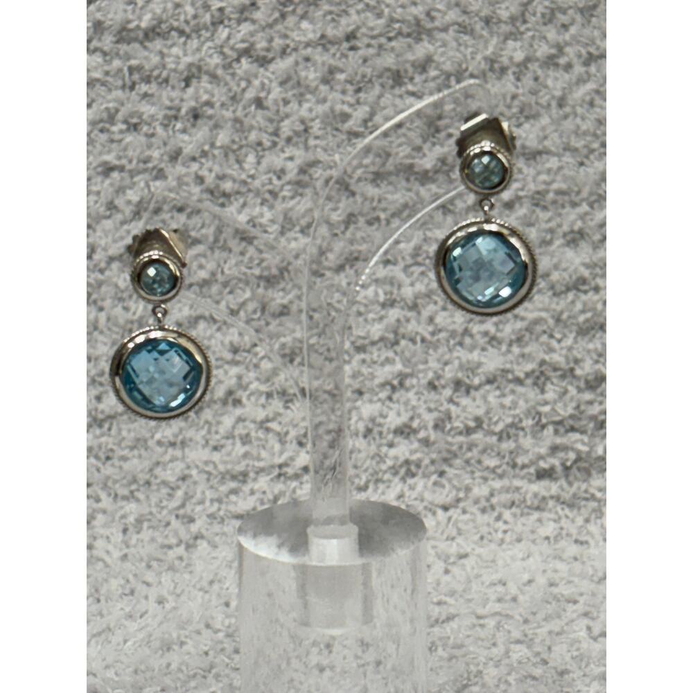 Monica Rich Kosann Sterling Silver Blue Topaz Dangle Earrings #63573